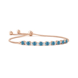 4mm Labgrown Lab-Grown Fancy Intense Blue and White Diamond Tennis Bolo Bracelet in 9K Rose Gold