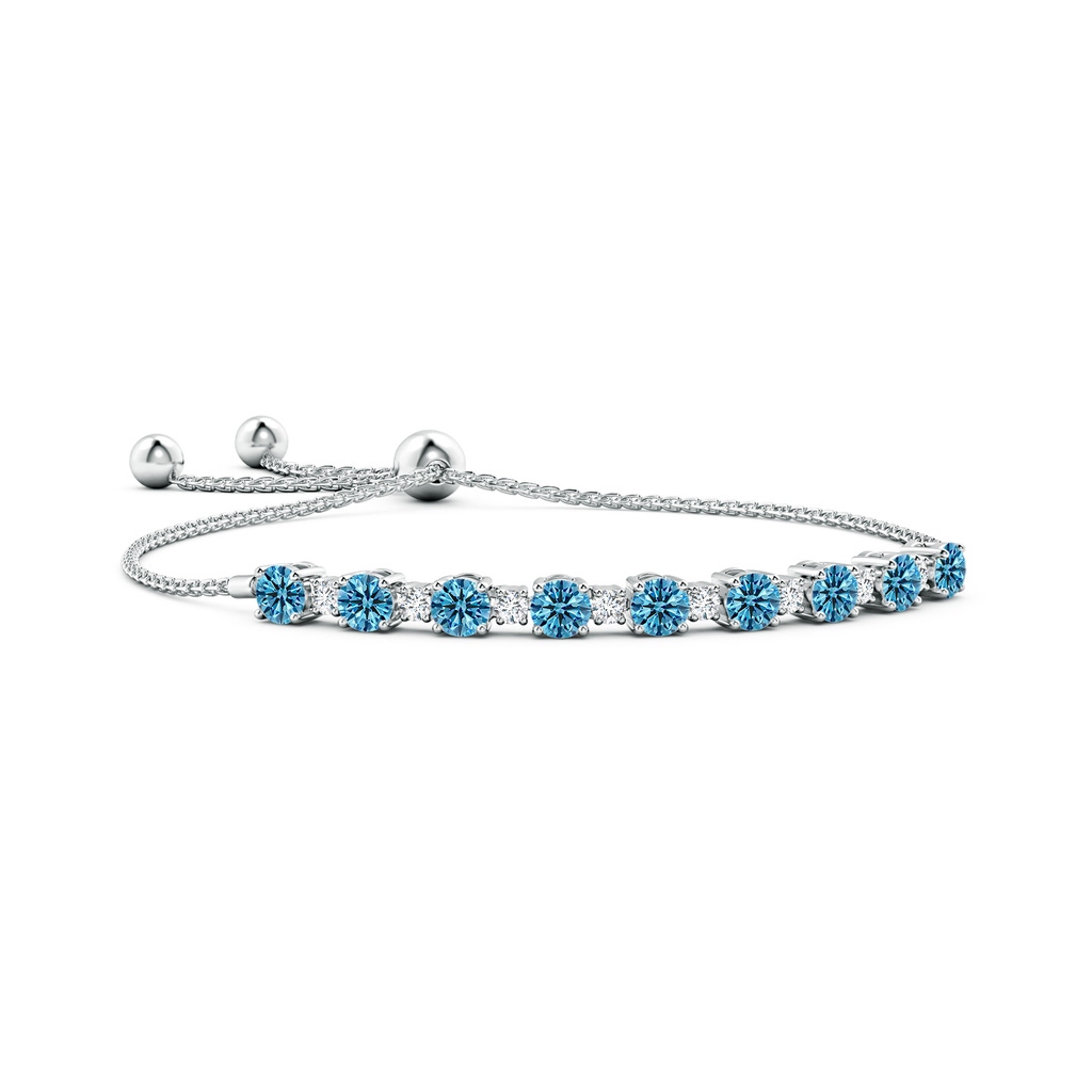 5mm Labgrown Lab-Grown Fancy Intense Blue and White Diamond Tennis Bolo Bracelet in White Gold