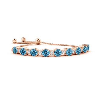 6.4mm Labgrown Lab-Grown Fancy Intense Blue and White Diamond Tennis Bolo Bracelet in Rose Gold