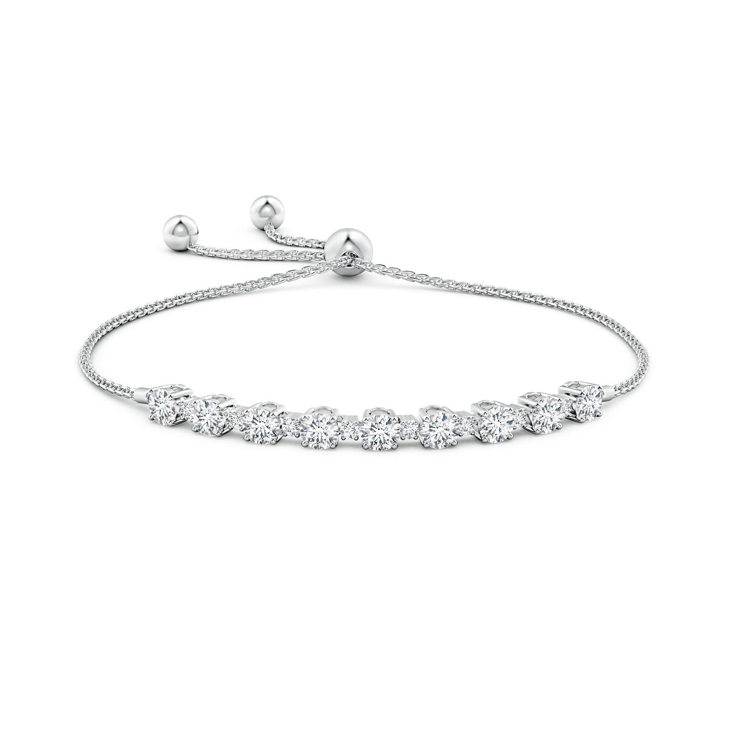4mm FGVS Lab-Grown Alternating Size Diamond Tennis Bolo Bracelet in White Gold