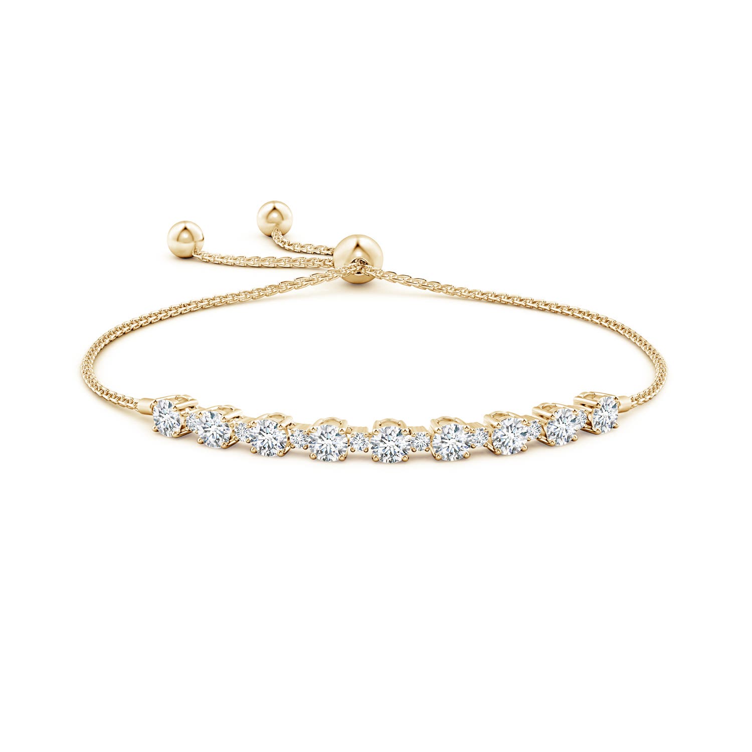4mm FGVS Lab-Grown Alternating Size Diamond Tennis Bolo Bracelet in Yellow Gold