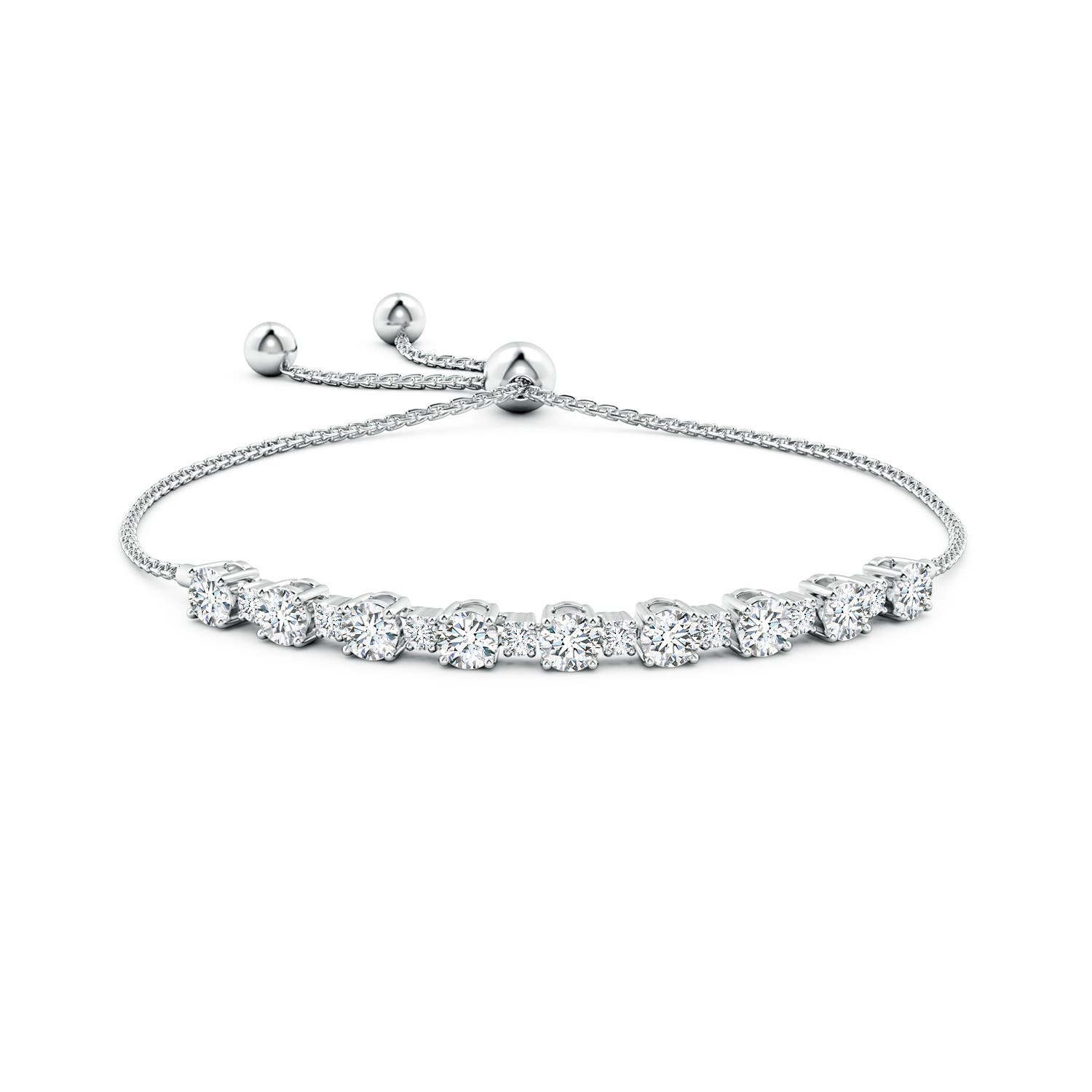 5mm FGVS Lab-Grown Alternating Size Diamond Tennis Bolo Bracelet in White Gold