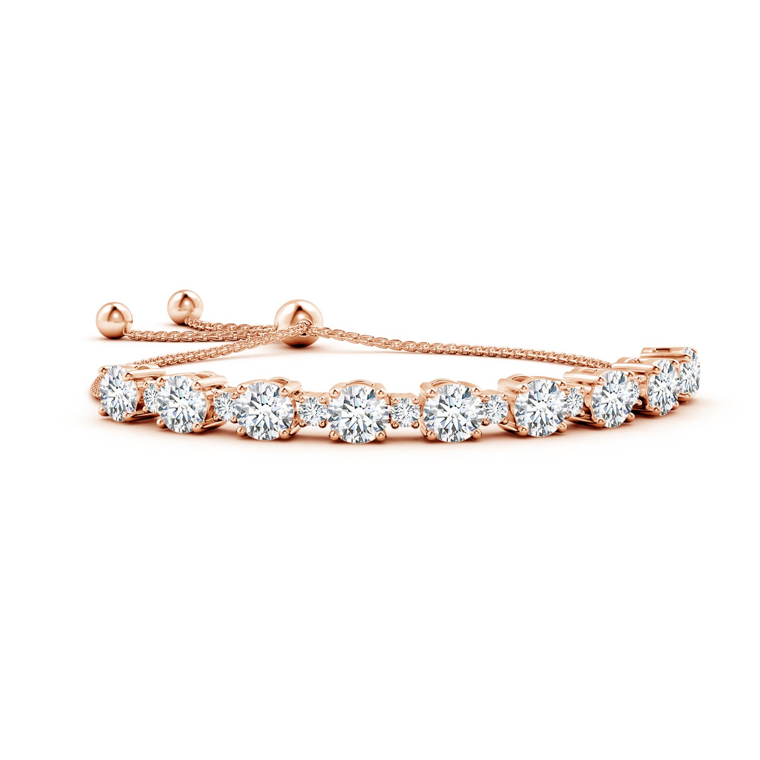 6.4mm FGVS Lab-Grown Alternating Size Diamond Tennis Bolo Bracelet in Rose Gold