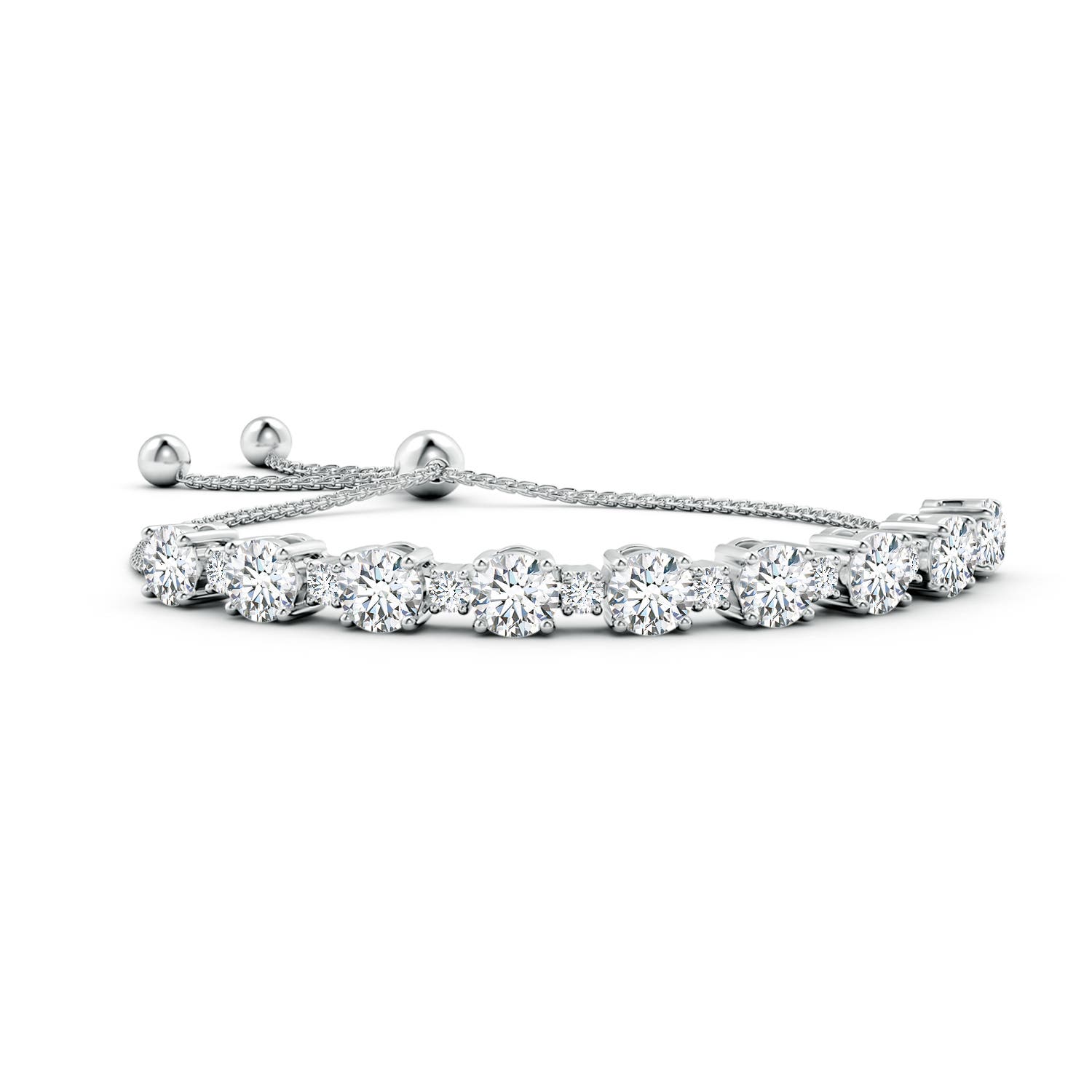 6.4mm FGVS Lab-Grown Alternating Size Diamond Tennis Bolo Bracelet in White Gold