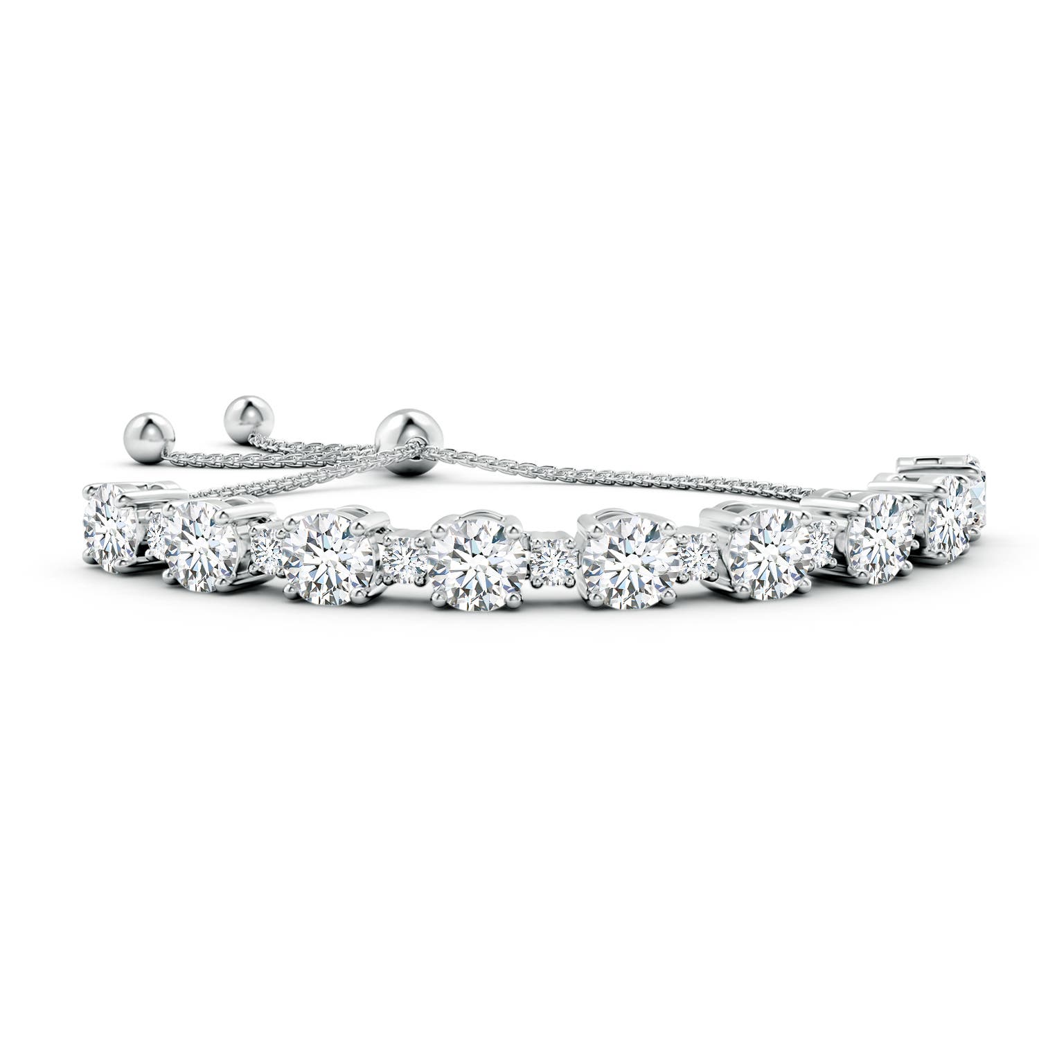 7.4mm FGVS Lab-Grown Alternating Size Diamond Tennis Bolo Bracelet in White Gold