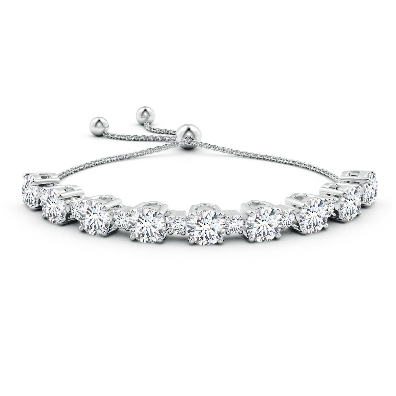 7.4mm FGVS Lab-Grown Alternating Size Diamond Tennis Bolo Bracelet in White Gold