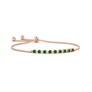 3mm Labgrown Lab-Grown Emerald and Diamond Tennis Bolo Bracelet in 10K Rose Gold