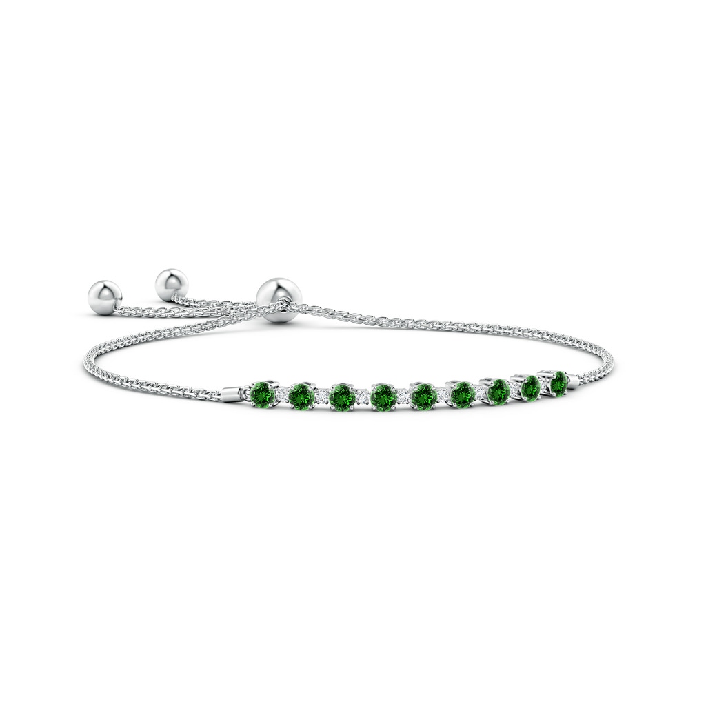 3mm Labgrown Lab-Grown Emerald and Diamond Tennis Bolo Bracelet in White Gold