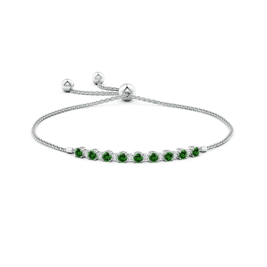 3mm Labgrown Lab-Grown Emerald and Diamond Tennis Bolo Bracelet in White Gold - side 199