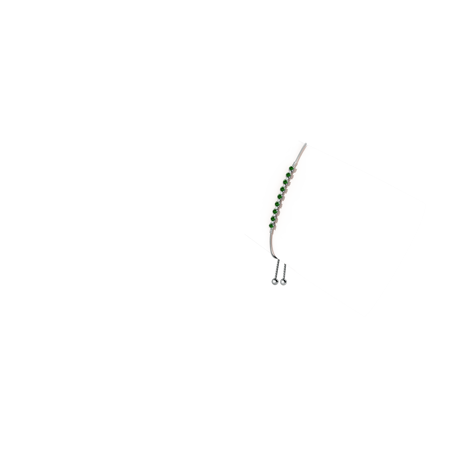 3mm Labgrown Lab-Grown Emerald and Diamond Tennis Bolo Bracelet in White Gold - body_arm