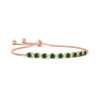 4mm Labgrown Lab-Grown Emerald and Diamond Tennis Bolo Bracelet in 10K Rose Gold