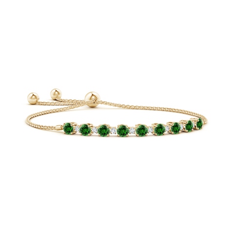 Yellow Gold Finish Green Emerald Twist Design Tennis Bracelet - Created Diamonds