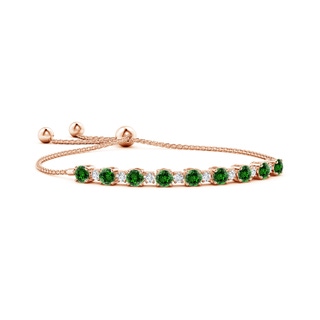 5mm Labgrown Lab-Grown Emerald and Diamond Tennis Bolo Bracelet in 10K Rose Gold