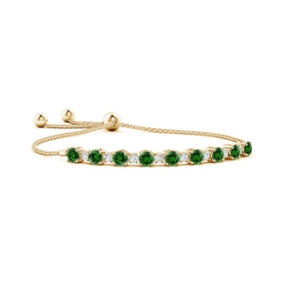 5mm Labgrown Lab-Grown Emerald and Diamond Tennis Bolo Bracelet in 10K Yellow Gold
