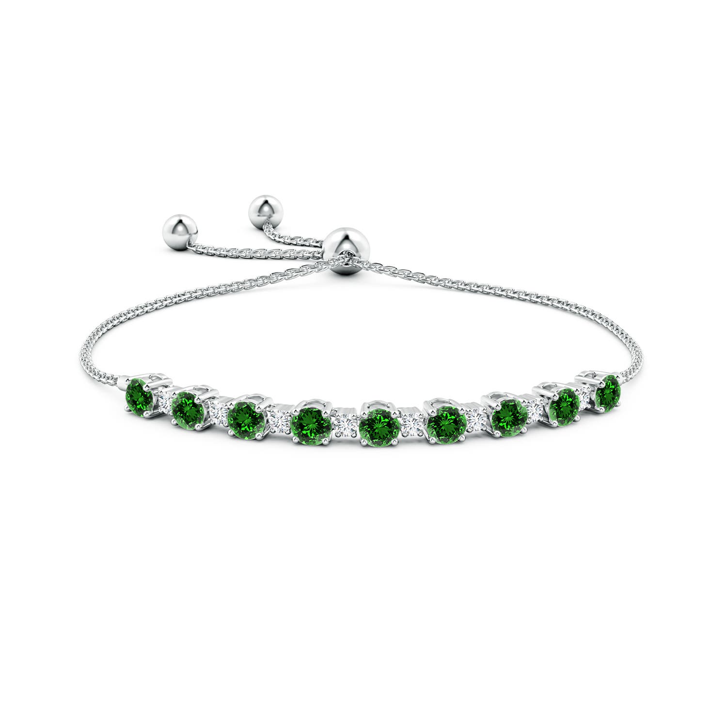 5mm Labgrown Lab-Grown Emerald and Diamond Tennis Bolo Bracelet in White Gold - side 3