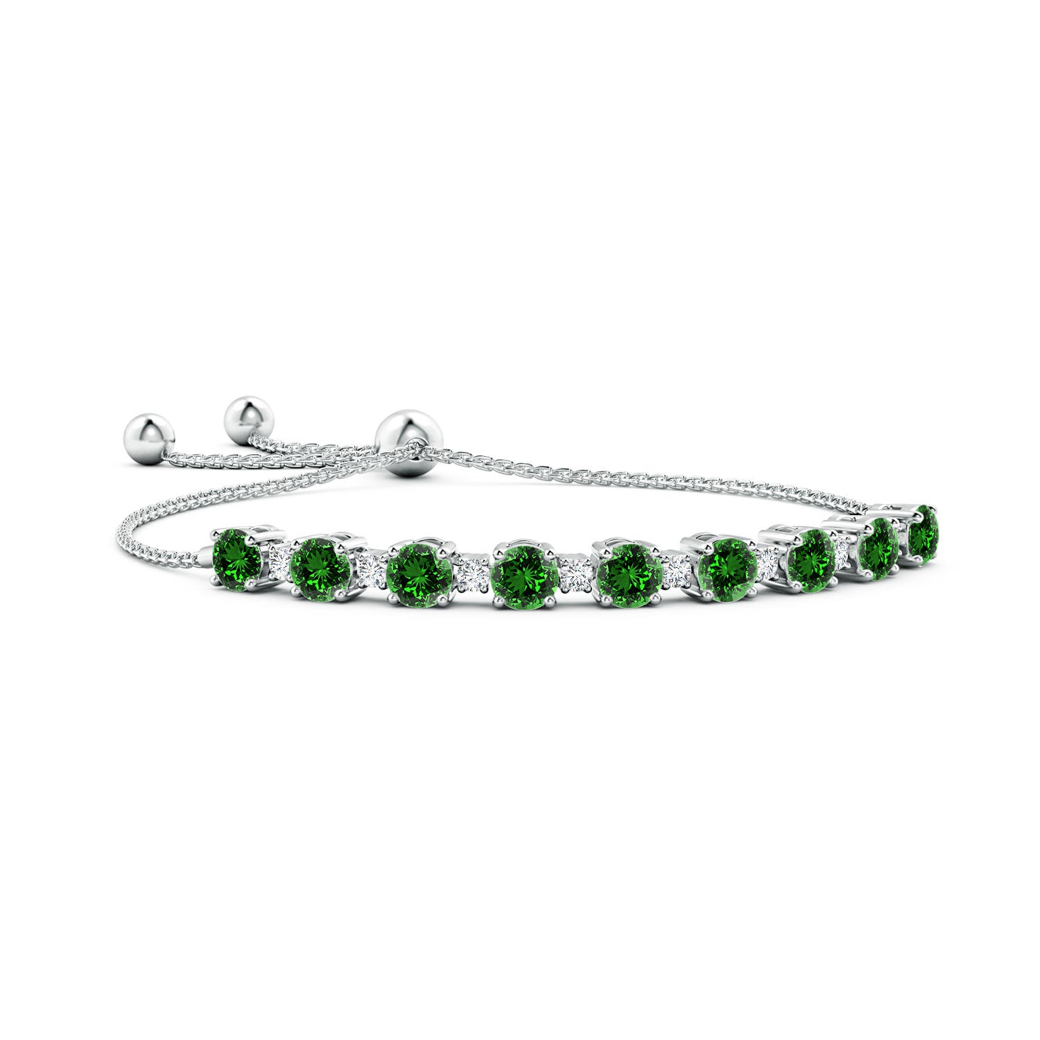 6mm Labgrown Lab-Grown Emerald and Diamond Tennis Bolo Bracelet in White Gold