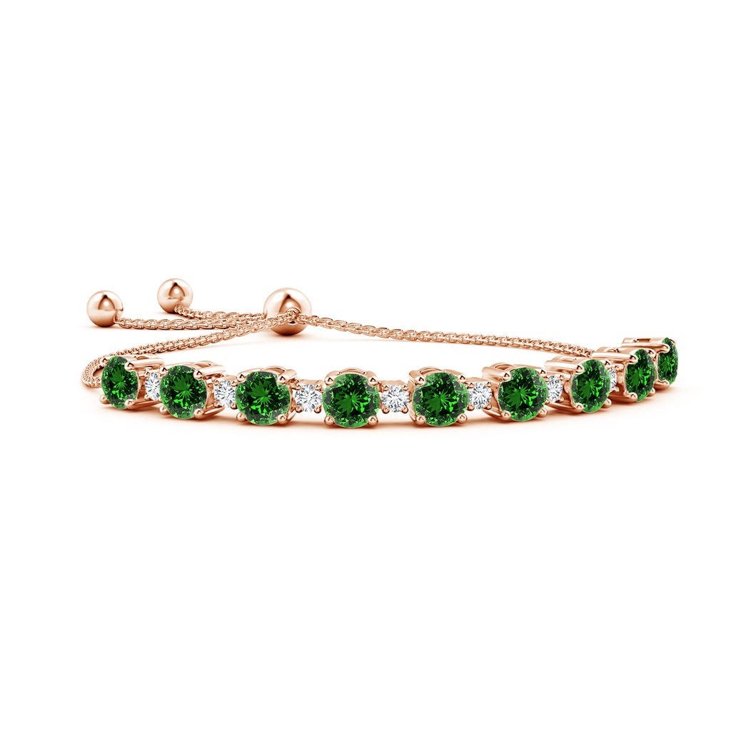 7mm Labgrown Lab-Grown Emerald and Diamond Tennis Bolo Bracelet in 10K Rose Gold