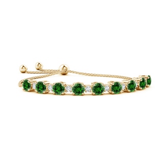 7mm Labgrown Lab-Grown Emerald and Diamond Tennis Bolo Bracelet in 9K Yellow Gold