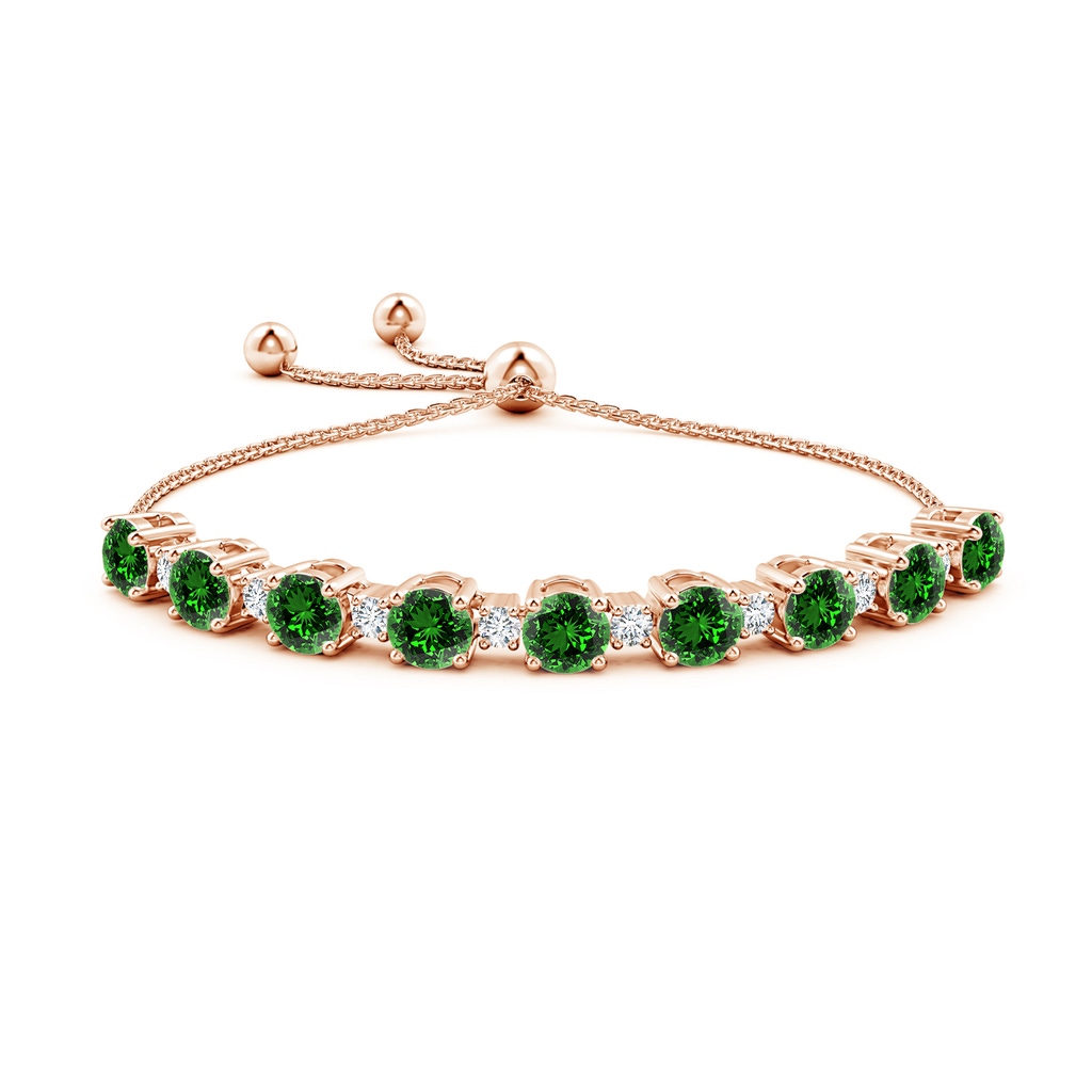 7mm Labgrown Lab-Grown Emerald and Diamond Tennis Bolo Bracelet in Rose Gold - side 199