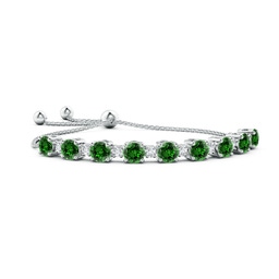Chain White Gold Lab Grown Emerald Bracelets