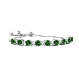 7mm Labgrown Lab-Grown Emerald and Diamond Tennis Bolo Bracelet in White Gold