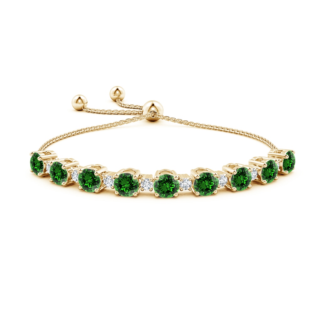 7mm Labgrown Lab-Grown Emerald and Diamond Tennis Bolo Bracelet in Yellow Gold - side 199