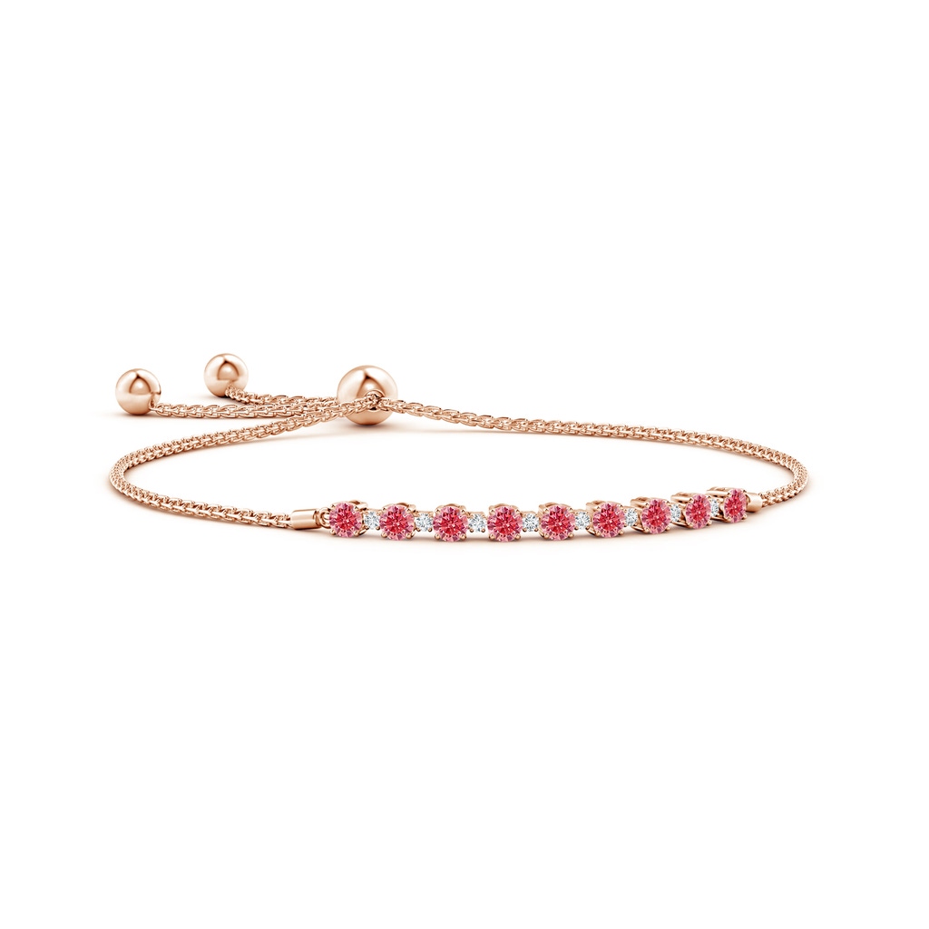 3mm Labgrown Lab-Grown Fancy Intense Pink and White Diamond Tennis Bolo Bracelet in Rose Gold