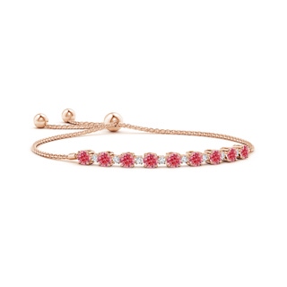 4mm Labgrown Lab-Grown Fancy Intense Pink and White Diamond Tennis Bolo Bracelet in Rose Gold