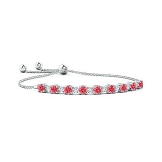 5mm Labgrown Lab-Grown Fancy Intense Pink and White Diamond Tennis Bolo Bracelet in White Gold