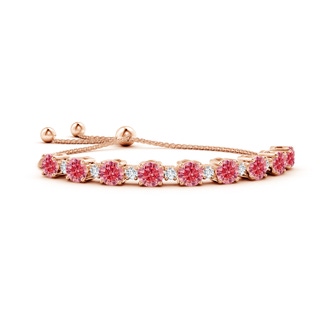 6.4mm Labgrown Lab-Grown Fancy Intense Pink and White Diamond Tennis Bolo Bracelet in 9K Rose Gold