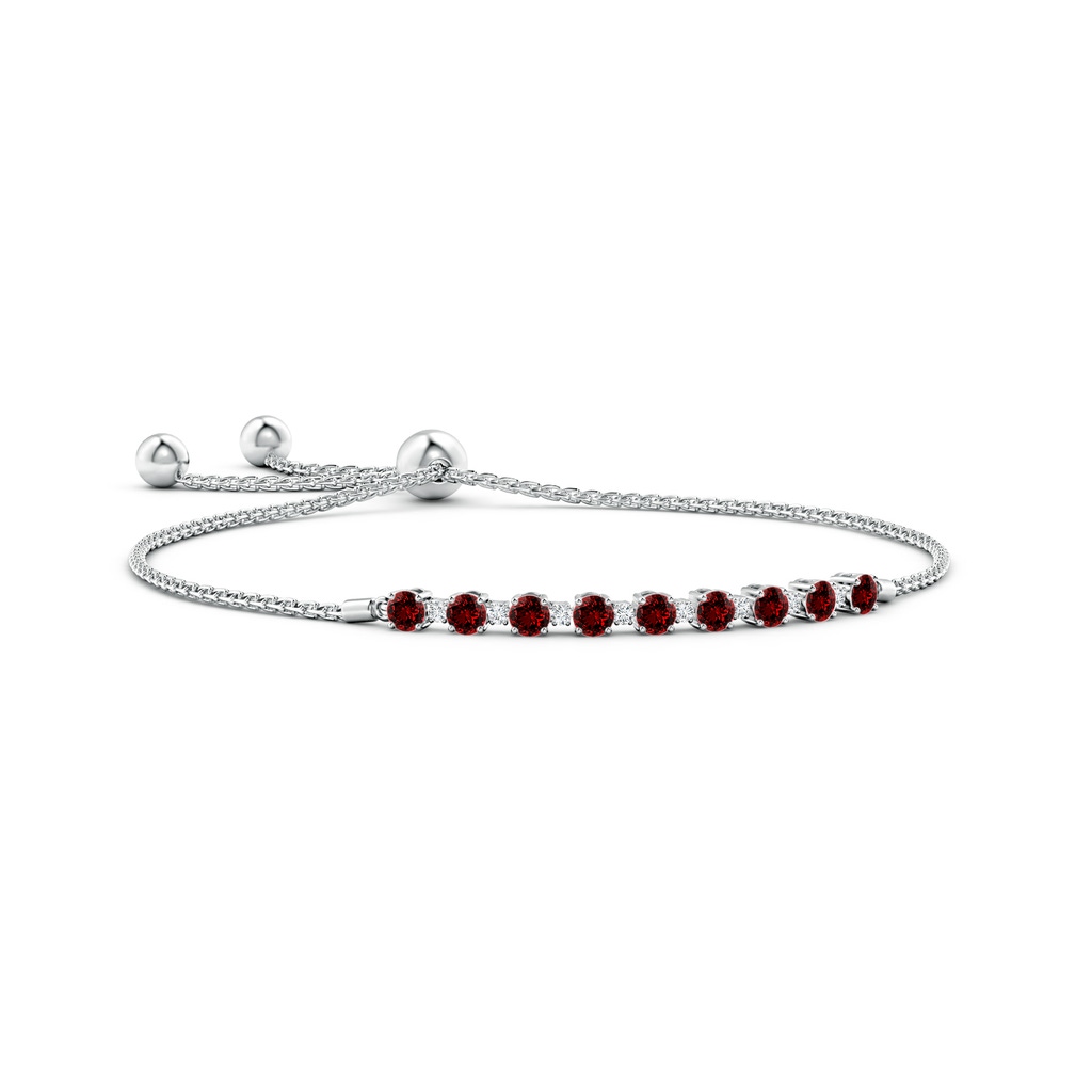 3mm Labgrown Lab-Grown Ruby and Diamond Tennis Bolo Bracelet in White Gold