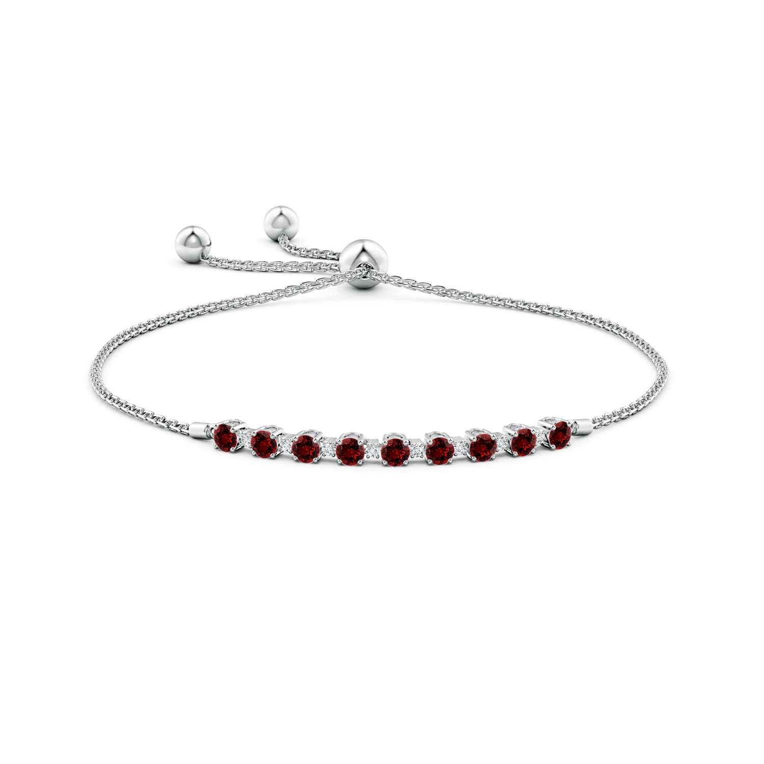 3mm Labgrown Lab-Grown Ruby and Diamond Tennis Bolo Bracelet in White Gold - side 3