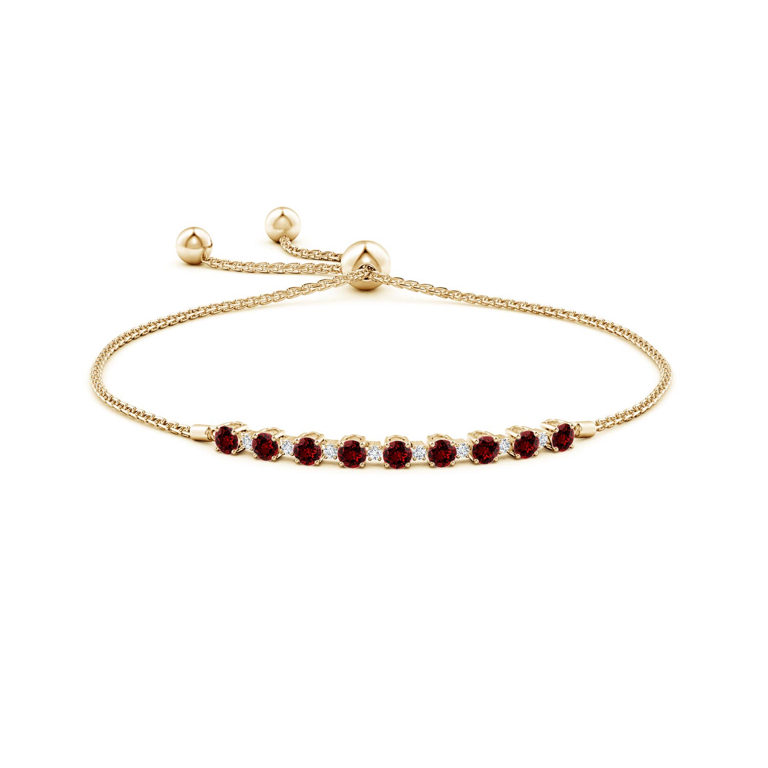 3mm Labgrown Lab-Grown Ruby and Diamond Tennis Bolo Bracelet in Yellow Gold