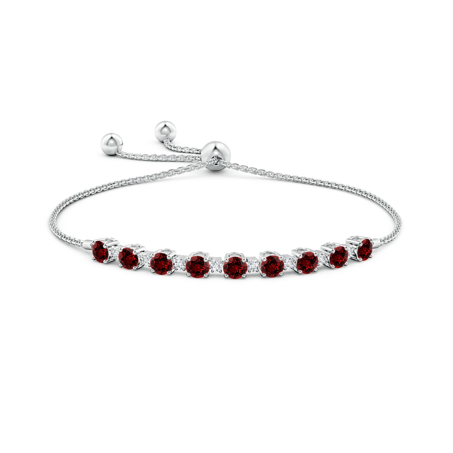 4mm Labgrown Lab-Grown Ruby and Diamond Tennis Bolo Bracelet in White Gold