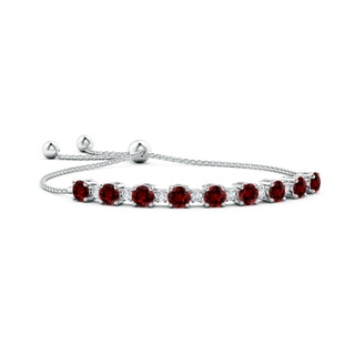 6mm Labgrown Lab-Grown Ruby and Diamond Tennis Bolo Bracelet in 10K White Gold