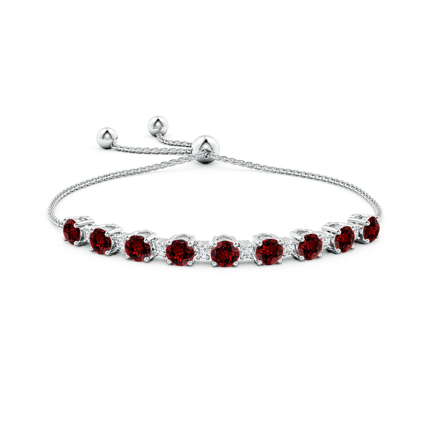 6mm Labgrown Lab-Grown Ruby and Diamond Tennis Bolo Bracelet in White Gold