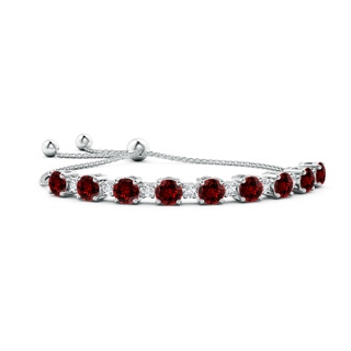 7mm Labgrown Lab-Grown Ruby and Diamond Tennis Bolo Bracelet in 10K White Gold