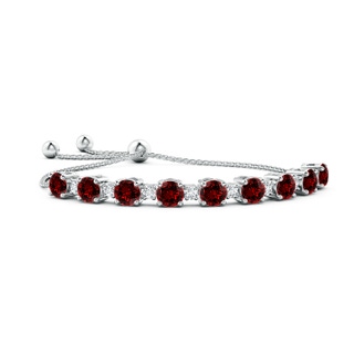 7mm Labgrown Lab-Grown Ruby and Diamond Tennis Bolo Bracelet in White Gold