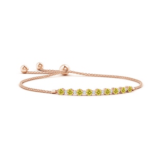 3mm Labgrown Lab-Grown Fancy Intense Yellow and White Diamond Tennis Bolo Bracelet in 9K Rose Gold