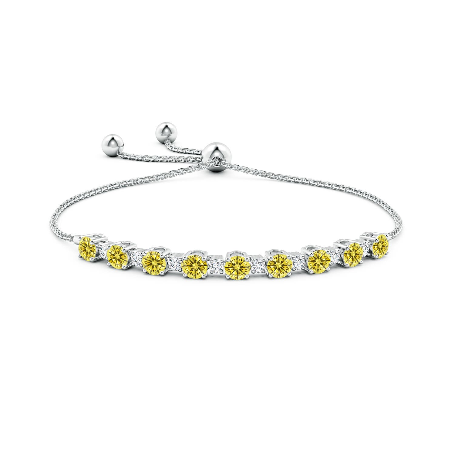 5mm Labgrown Lab-Grown Fancy Intense Yellow and White Diamond Tennis Bolo Bracelet in White Gold - side 2