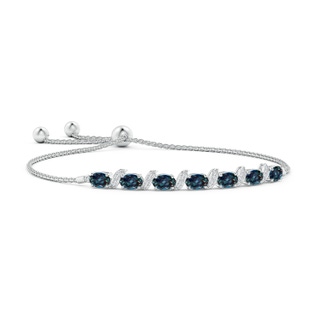 6x4mm Labgrown Oval Lab-Grown Alexandrite Bolo Bracelet with Pave-Set Diamonds in White Gold