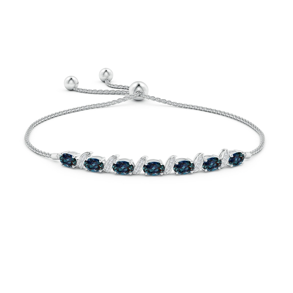 6x4mm Labgrown Oval Lab-Grown Alexandrite Bolo Bracelet with Pave-Set Diamonds in White Gold - side 199