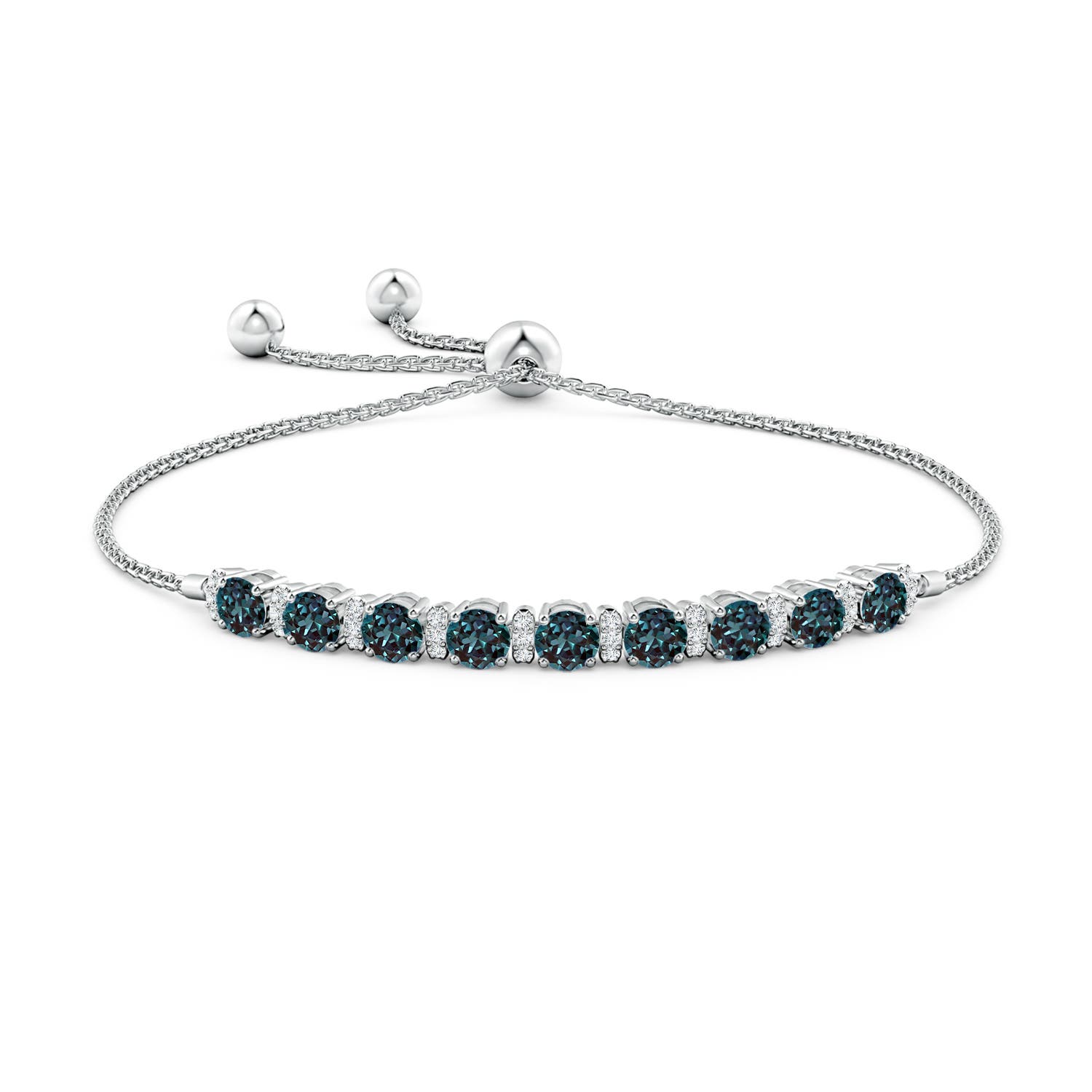 4mm Labgrown Lab-Grown Alexandrite Bolo Bracelet with Diamond Accents in White Gold