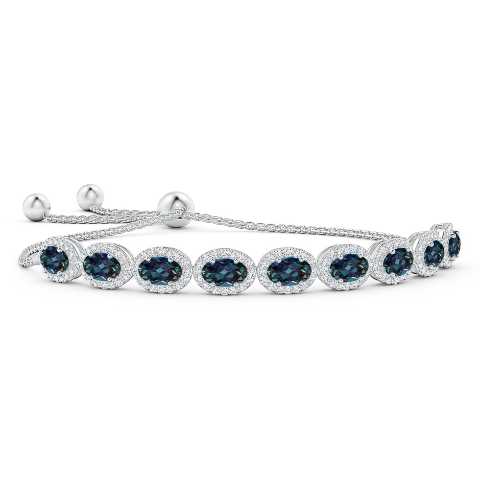 6x4mm Labgrown Oval Lab-Grown Alexandrite Bolo Bracelet with Diamond Halo in White Gold 