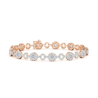 4x3mm FGVS Lab-Grown Oval Diamond Halo Open Circle Link Bracelet in Rose Gold