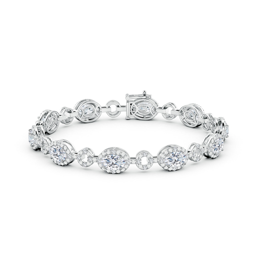 6x4mm FGVS Lab-Grown Oval Diamond Halo Open Circle Link Bracelet in White Gold Side 199