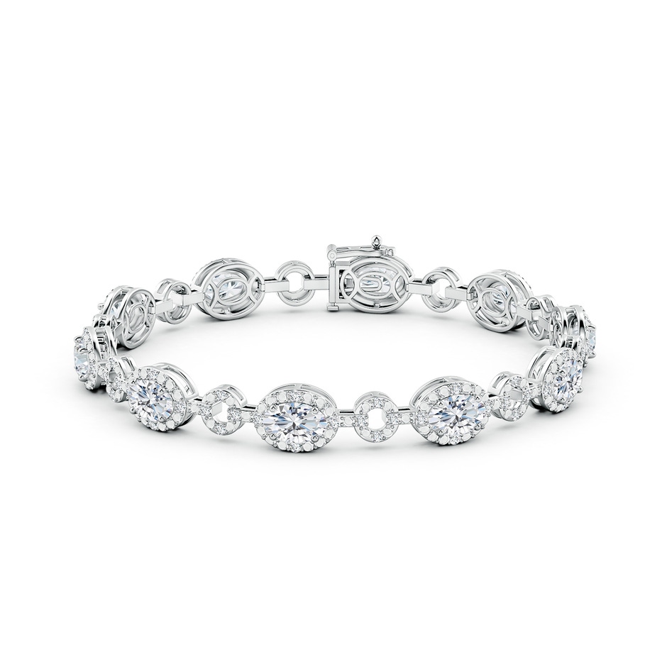 6x4mm FGVS Lab-Grown Oval Diamond Halo Open Circle Link Bracelet in White Gold side 199