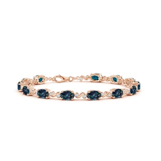 6x4mm Labgrown Oval Lab-Grown Alexandrite Swirl Bracelet with Bezel Diamonds in 10K Rose Gold