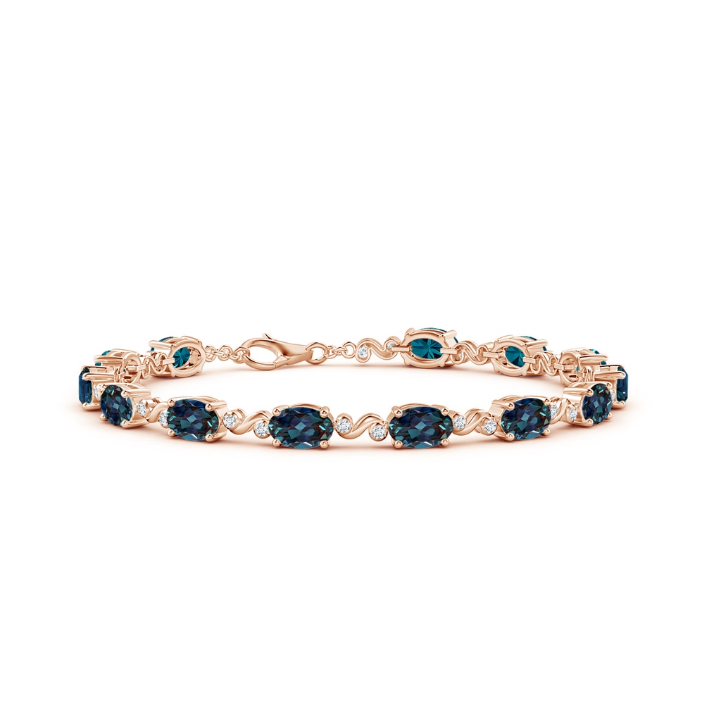 6x4mm Labgrown Oval Lab-Grown Alexandrite Swirl Bracelet with Bezel Diamonds in Rose Gold