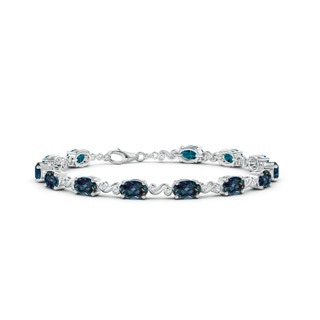 6x4mm Labgrown Oval Lab-Grown Alexandrite Swirl Bracelet with Bezel Diamonds in White Gold